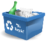 Recycling box with household recycling material